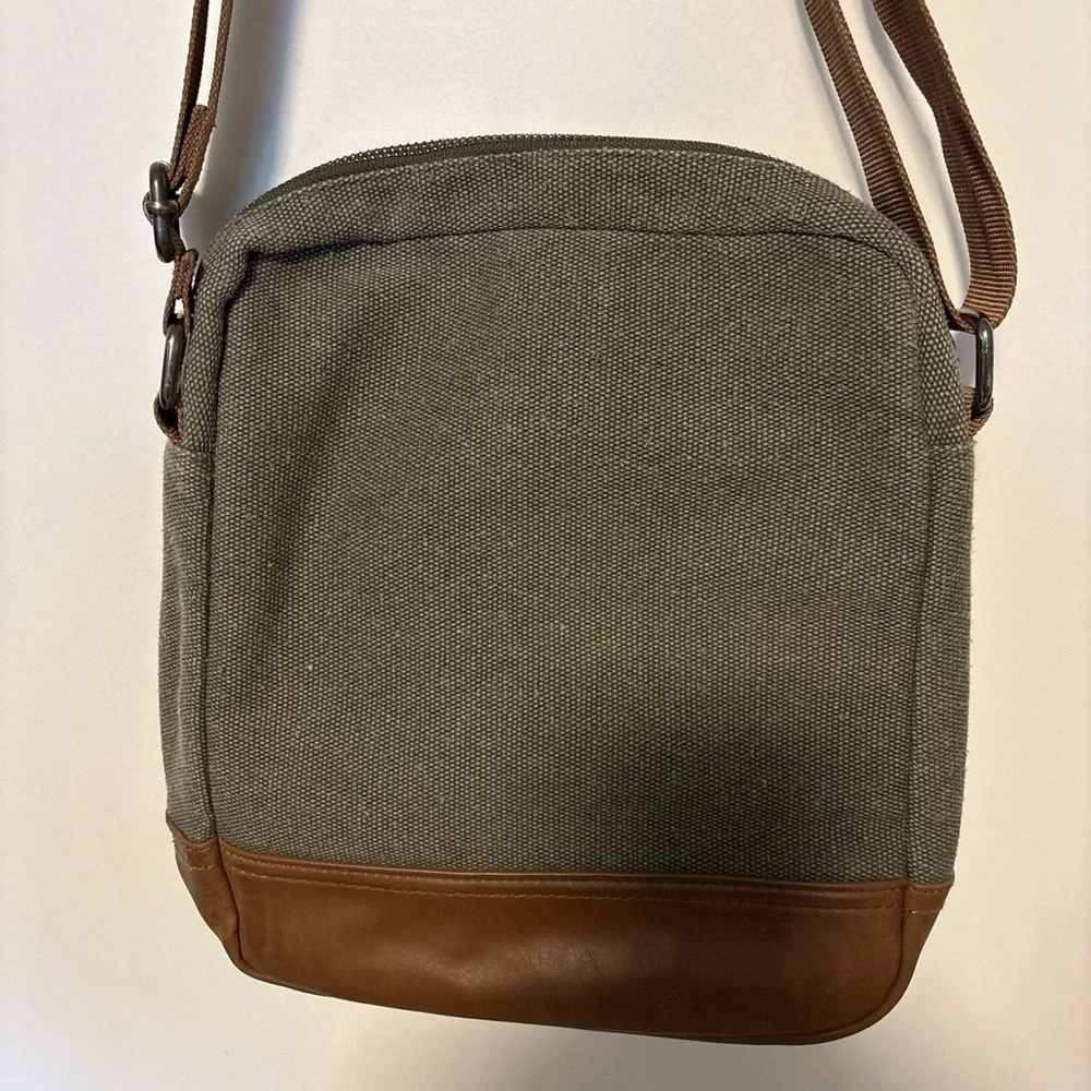 Buffalo David Bitton Canvas Crossbody Bag Olive Brown Unisex Rustic Style